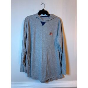 B. Draddy Hoodie Mens XL Grey USA Flag Patch Long Sleeve Lightweight Tee
